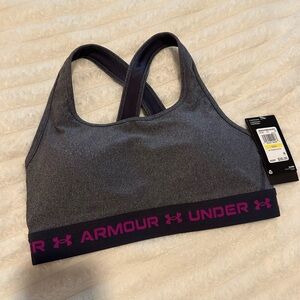 Under Armour Heather Gray and Pink Sports Bra, M, NWT